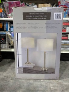 SET OF 2 TABLE LAMPS GOLD BRASS FINISH