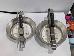 (2) KENMORE STAINLESS STEEL WOK WITH HANDLE AND TONGS