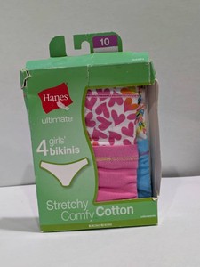 NEW HANES GIRLS BIKINIS 4PK. SIZE 10