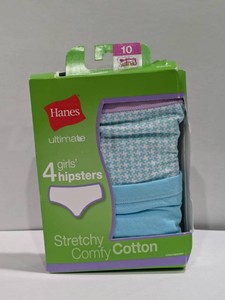 NEW HANES GIRLS HIPSTERS 4PK. SIZE 10
