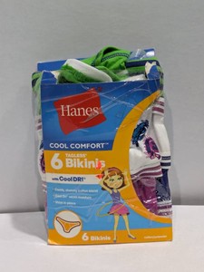 NEW HANES GIRLS TAGLESS BIKINIS 6PK. SIZE 10