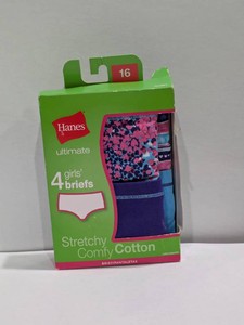 NEW HANES GIRLS BRIEFS 4PK SIZE 16