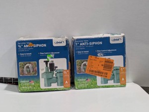 (2) ASSORTED ORBIT SPRINKLER VALVE ANTI-SIPHON (34 & 1)