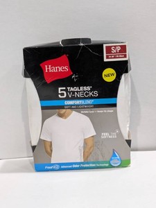 NEW HANES V NECK TAGLESS T SHIRTS 5PK SMALL