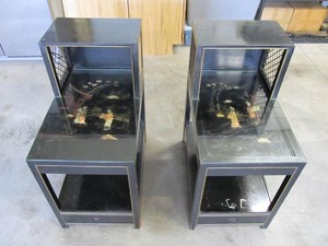 Pair of Asian Style Black Step End Tables