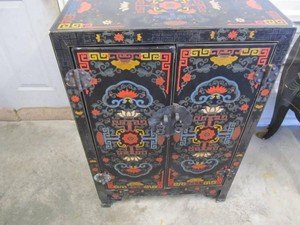 Asian Style Black Painted Two-Door Cabinet