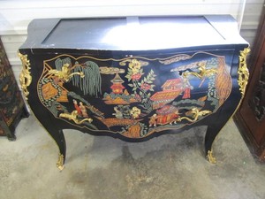 Black Chinoiserie Bombe Storage Chest