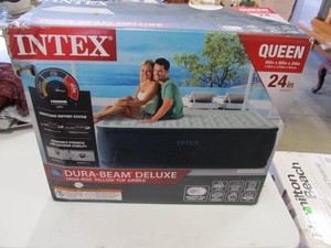 Intex Dura-Beam Deluxe Queen 24 High-Rise Airbed with Built-In Pump