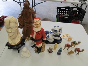 Mixed Figurine Lot Asian Sage, Santa, Guardian Lion, Bust & Miniatures