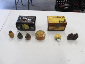 Eight-Piece Asian-Style Trinket Box & Decorative Bottle Lot