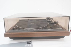 Dual 1246 Automatic Belt Drive Turntable with woodgrain base and smoke cover