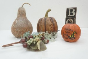 Halloween decor gourds, pumpkins, boo blocks