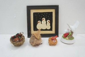decorative bird nests, felt picture of snowman