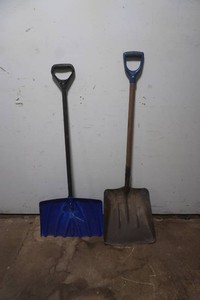 1 meta and 1 plastic snow shovel