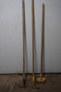 2 hoes and a scraper