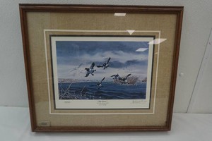 Tin Town by artist Les Kouba signed and numbered 390500 framed and matted 2 x 18
