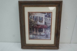 Coffee House Ambiance by artist Ruane Manning framed and matted 17 x 15