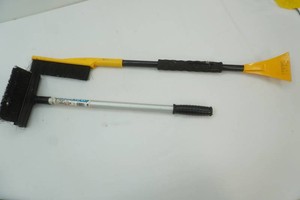 telescoping handle snow brushscraper, yellow and black snowbrush and scraper
