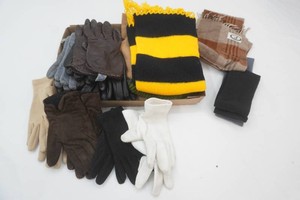 ladies and mens gloves, scarves, head bands