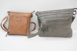 Fossil leather satchel, gray leather handbag