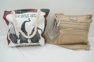 Trezo canvas tote bag, Tylar Rodan tan leather hand bag