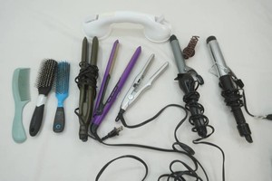 variety of hair curling irons, Conair, Revlon, Ion hair straightener, Remmington straightener
