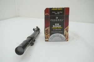 Bushnell Sport View scope, Federal .22 Longg Rifle shells 550 round box appears full