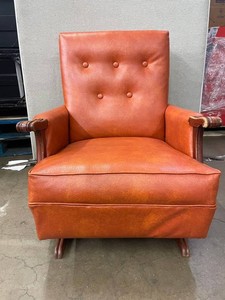 Orange Button-Tufted Upholstered Rocking Lounge Chair