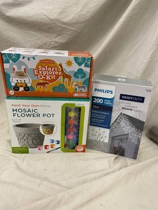 Kinderberries Safari Kit, MindWare Mosaic Flower Pot & Philips Lights Mixed Lot