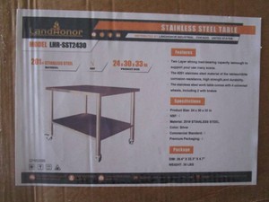 LandHonor Stainless Steel Table 24x30x33