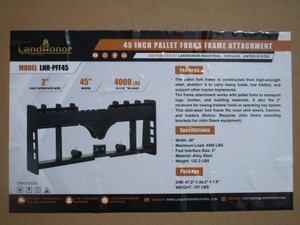 LandHonor Skid Steer Pallet Fork Bracket wBale Spear & Receiver Hitch Mounts