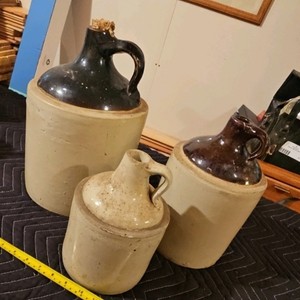 Set Of 3 stone crocks