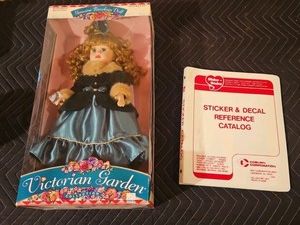 Vintage BK Collectibles Victorian Seasons Porcelain Doll 1998 -in Box- and sticker &amp decal reference catalog