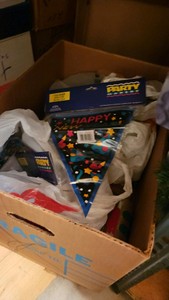 Boxes napkins and party decor