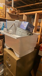 Utility sink and plumbing box