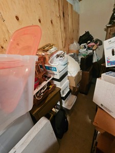 Digging rights, downstairs living room, boxes and furniture