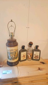 Empty decanters and lamp