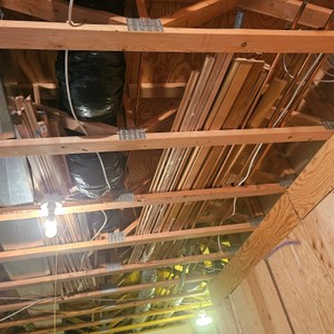 Wood Lot  stored in rafters of downstairs living room