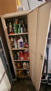Oil and other engine liquids,  complete tin cabinet