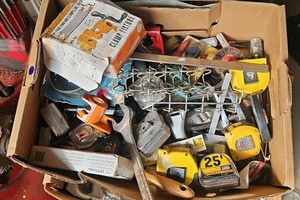 Assorted tools  (tape measures)