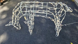 White wire-frame grazing  reindeer outdoor Christmas decoration roughly 28 tall