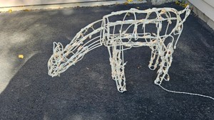 white wire-frame grazing or feeding baby doe outdoor Christmas decoration roughly 20 tall
