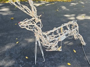 white wire-frame running Rudolph reindeer outdoor Christmas decoration roughly 53 tall