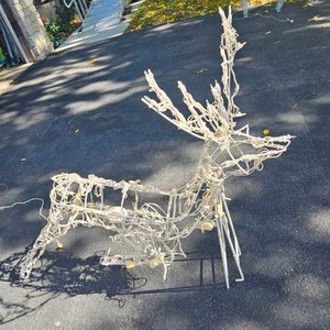 white wire-frame running reindeer outdoor Christmas decoration roughly 28 tall