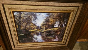 Large framed picture in garage