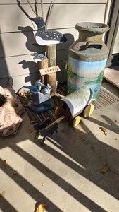 Garden decor with milk jug