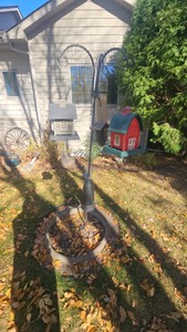 Shepards hook with bird house feeders