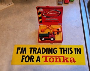 Tonka bumper sticker and 2001 Tonka Collector Series Die-Cast Steam Shovel and 1949 Dump Truck set