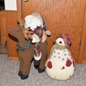 Large Santa & Snowman Figurines - Set of 2