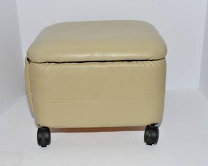 Small Leather-Style Footstool with Storage